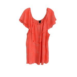 Torrid Pink Floral Flutter Cap Sleeves Top Sz 4X